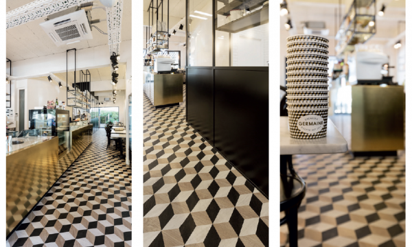 Esheresque vloer eyecatcher in Antwerpse ijssalon